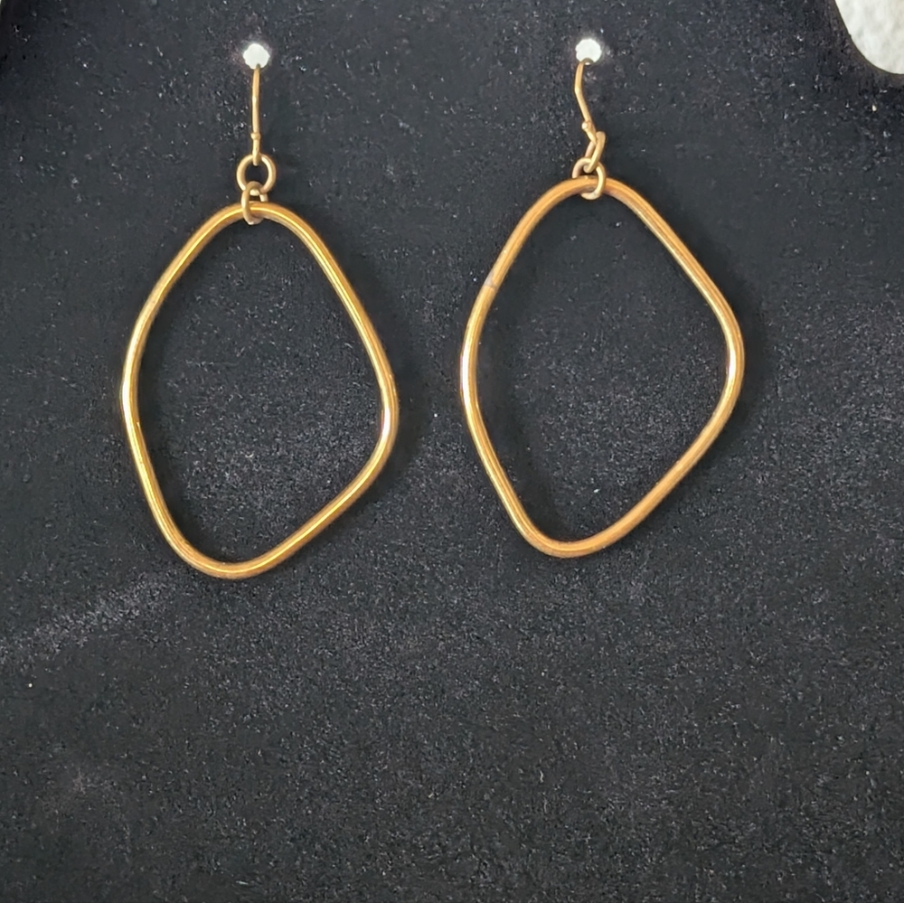 Gold Organic Hoop Drop Earrings - Women Jewelry